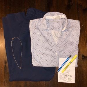 H&M polka dot button down top